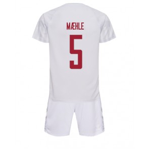 Danmark Joakim Maehle #5 Bortedraktsett Barn VM 2022 Kortermet (+ Korte bukser)